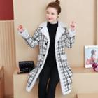 Faux Shearling Plaid Button Jacket