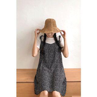 Spaghetti-strap Floral H-line Dress