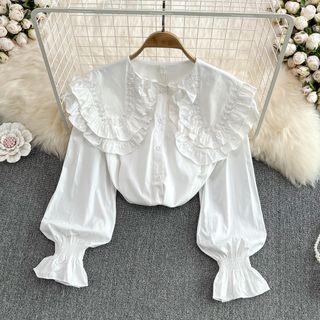 Ruffle Collar Single Breasted Blouse