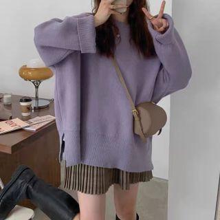 Plain Sweater / Pleated Mini Skirt / Set