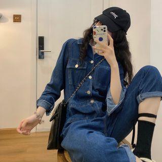 Denim Loose-fit Jumpsuit Blue - One Size