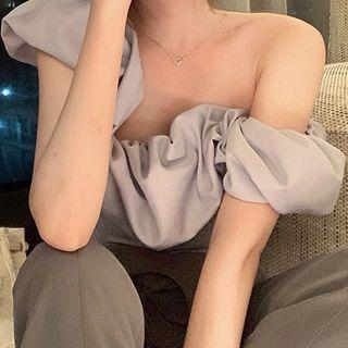 Puffy Off-shoulder Crop Top