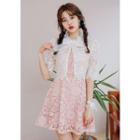 Stand-collar Lace Bolero With Ribbon Brooch
