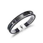 Simple Personality Black 316l Stainless Steel Geometric Multilayer Leather Bangle Black - One Size