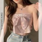 Bow Cropped Tube Top Pink - One Size