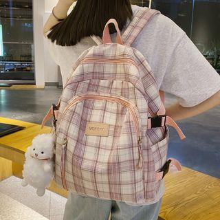 Plaid Canvas Backpack / Accessory / Set