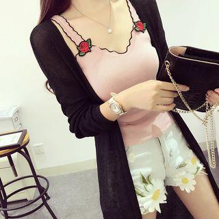 Floral Embroidered Knit Camisole Top