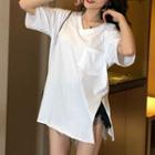 V-neck Short-sleeve Slit T-shirt