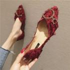 Fringed Faux Leather Pointed Flats