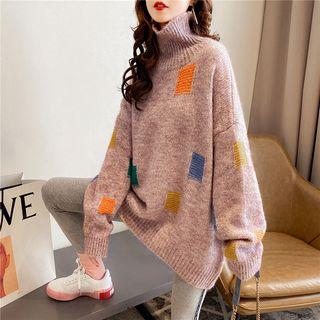 Turtleneck Contrast Detail Sweater