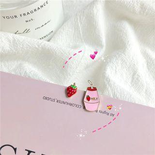 Non-matching Strawberry Milk Earring 1 Pair - Earring - One Size