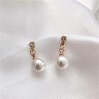 Rhinestone Faux Pearl Drop Earring 1 Pair - White - One Size
