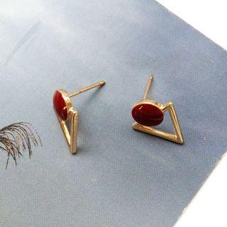 Glaze Disc Alloy Triangle Earring