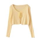 Pointelle Knit Tie-front Cardigan