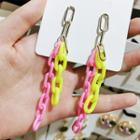 Chain Dangle Earring 1 Pair - Yellow & Pink - One Size