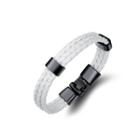 Simple Personality Plated Black Geometric Multi-layer White Leather Bracelet Black - One Size
