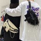 Lettering Chain Strap Canvas Sling Bag