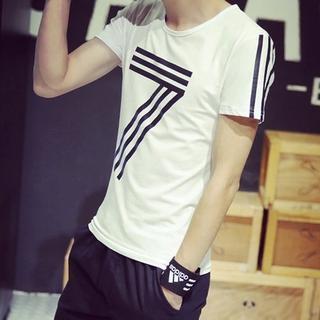 Short-sleeve Number Print T-shirt