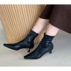 Seam-trim Flared-heel Ankle Boots