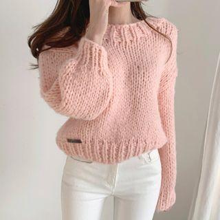 Chunky-knit Lantern-sleeve Sweater