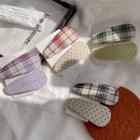 Set Of 2 : Dotted / Plaid Fabric Hair Clip