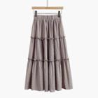 Plaid Tiered Midi A-line Skirt Skirt - Purple - One Size