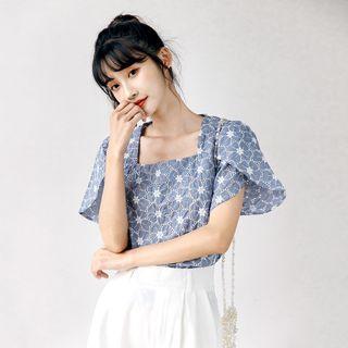 Lace Floral Short-sleeve Top