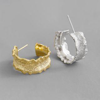Irregular 925 Sterling Silver Open Hoop Earring