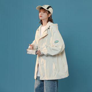 Plain Hooded Zip Windbreaker
