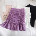High-waist Eyelet Lace A-line Mini Skirt