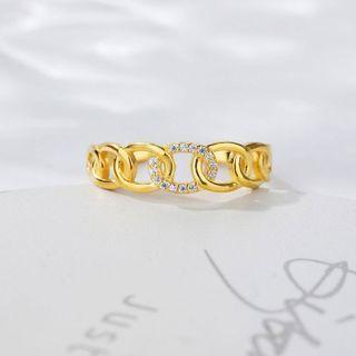 Rhinestone Chain Sterling Silver Open Ring