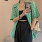 Notch Lapel Gingham Shirt