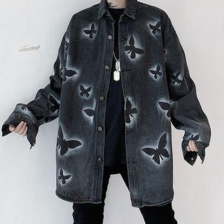 Butterfly Print Denim Shirt