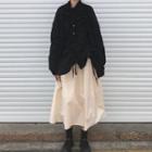 Ruffle Trim Shirt / Midi A-line Skirt