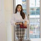 Frill-neck Ruffle-sleeve Blouse