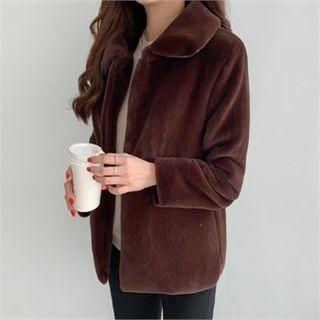 Round-collar Fuax-fur Jacket