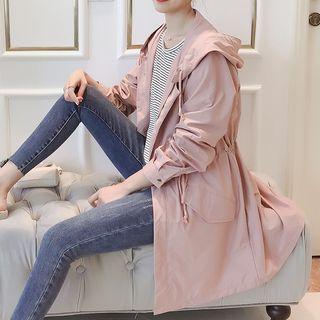 Hooded Trench Coat Pink - One Size