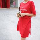 Tie-waist Lettering T-shirt Dress