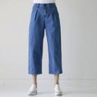 Pintuck-front Straight-cut Cropped Jeans