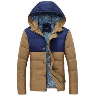 Color Block Hooded Down Jacket