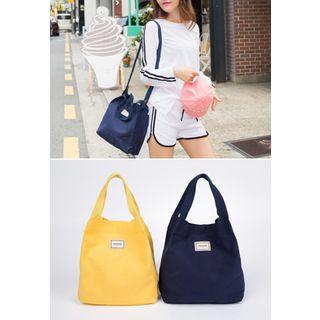Snap-button Shopper Bag With Strap
