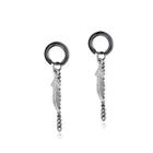 Simple And Fashion Plated Black Feather Tassel 316l Stainless Steel Stud Earrings Black - One Size
