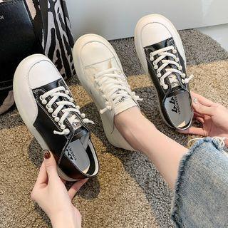 Faux-leather Beaded Sneakers