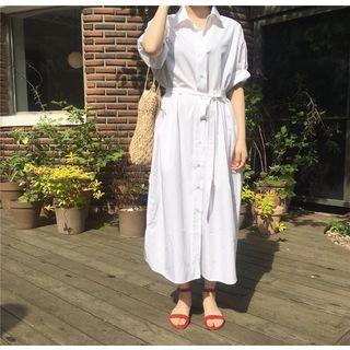 Short Sleeve Belted Waist Dress