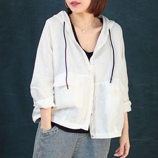 Hooded Linen Shirt Jacket