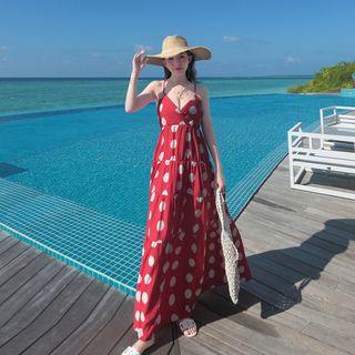 Spaghetti Strap Dotted Maxi Sundress