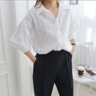 Puff-sleeve Textured Blouse