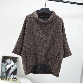 Batwing-sleeve Pullover Khaki - One Size