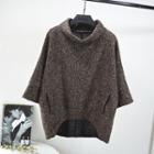 Batwing-sleeve Pullover Khaki - One Size