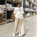 Elbow-sleeve T-shirt / Cropped Pants / Set